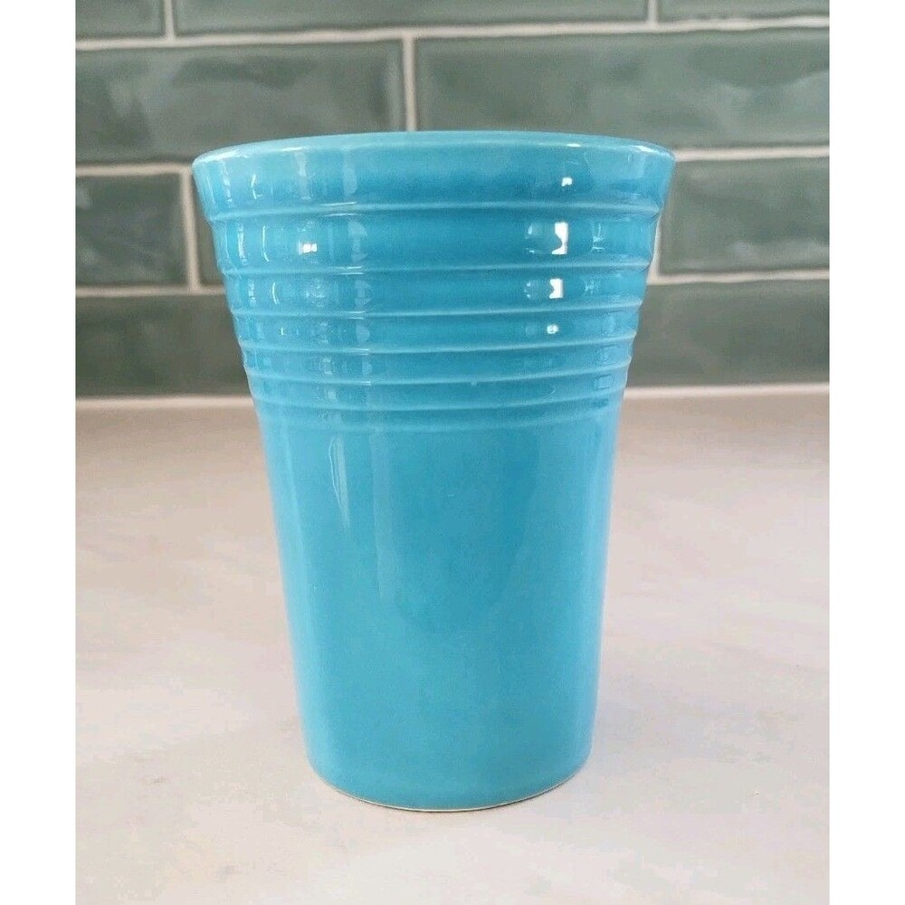 Fiesta Water Tumbler Turquoise Vintage Homer Laughlin Art Deco Pottery